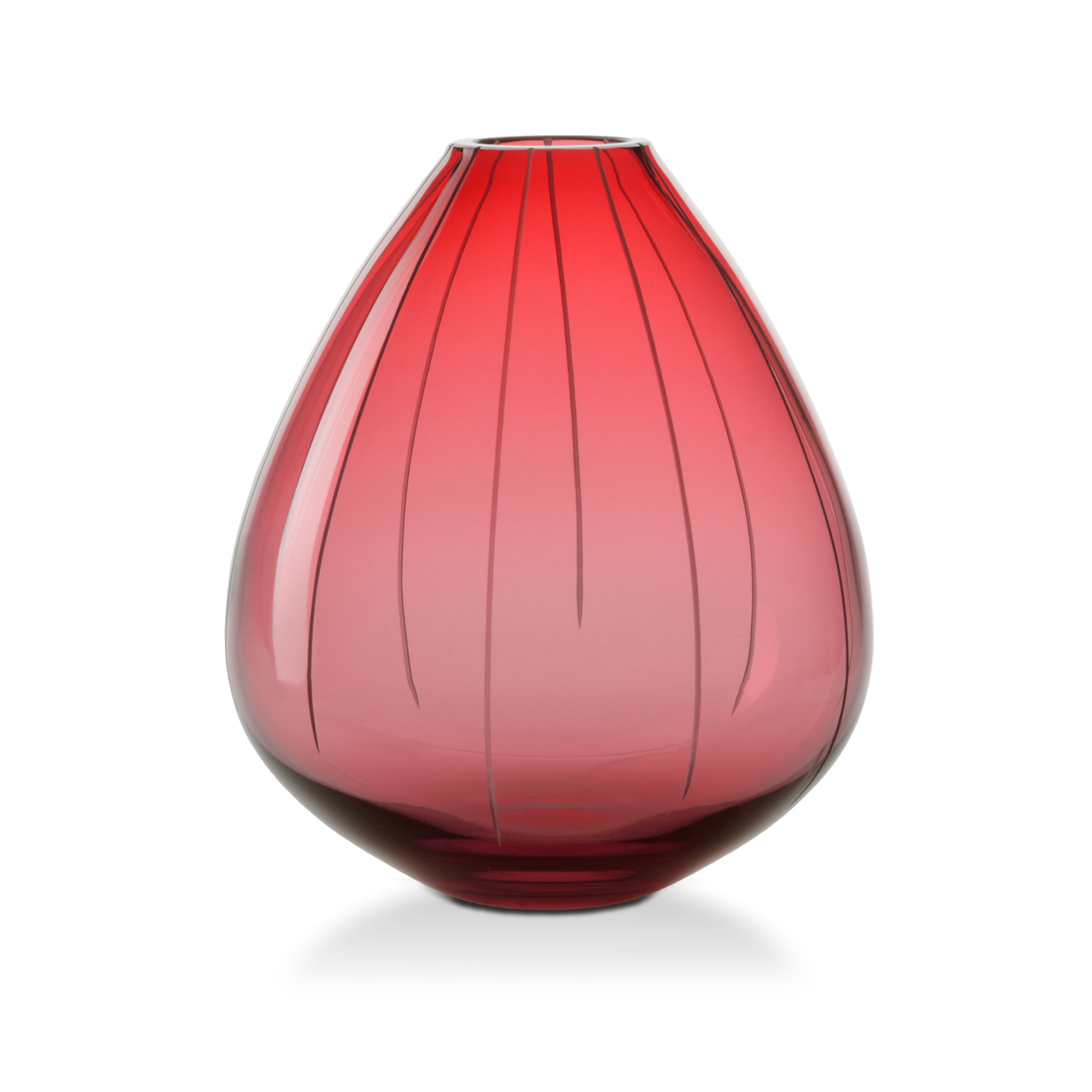 Mundgeblasene Vase TINE aus Kristallglas mit Linienschliff